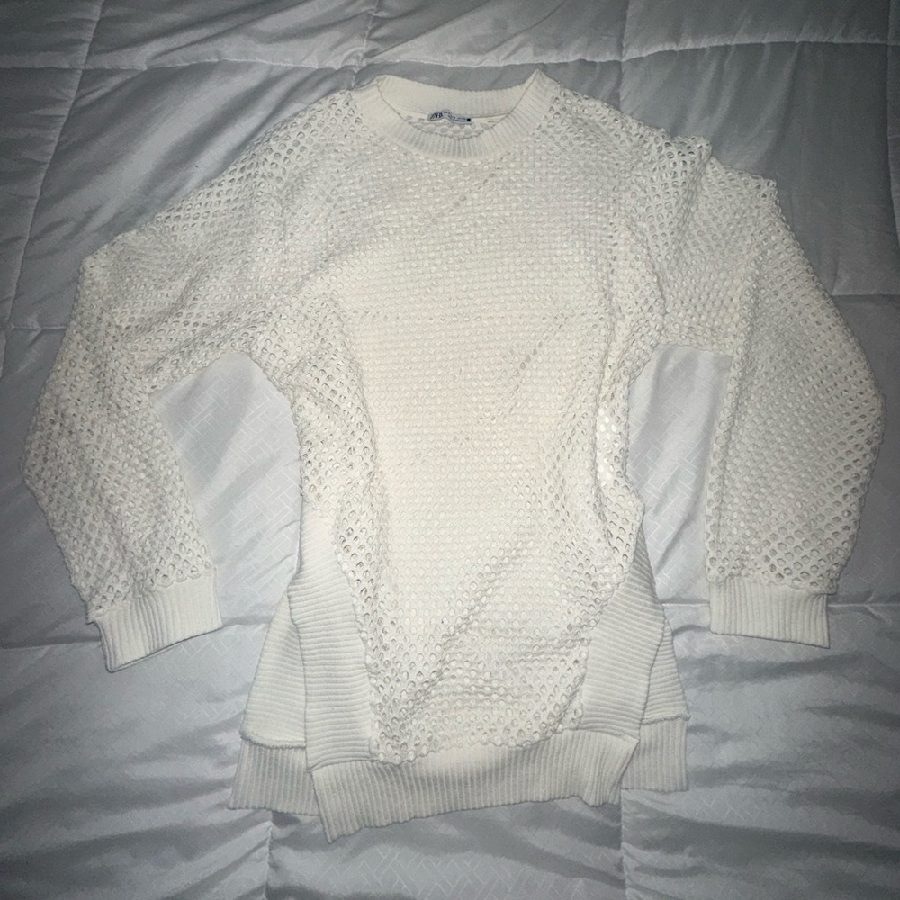 Off white crochet fishnet cover up